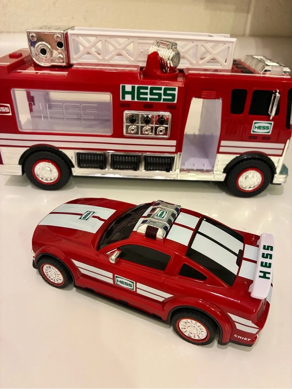 HESS Red Fire Truck & Red Race Car Toy Set
